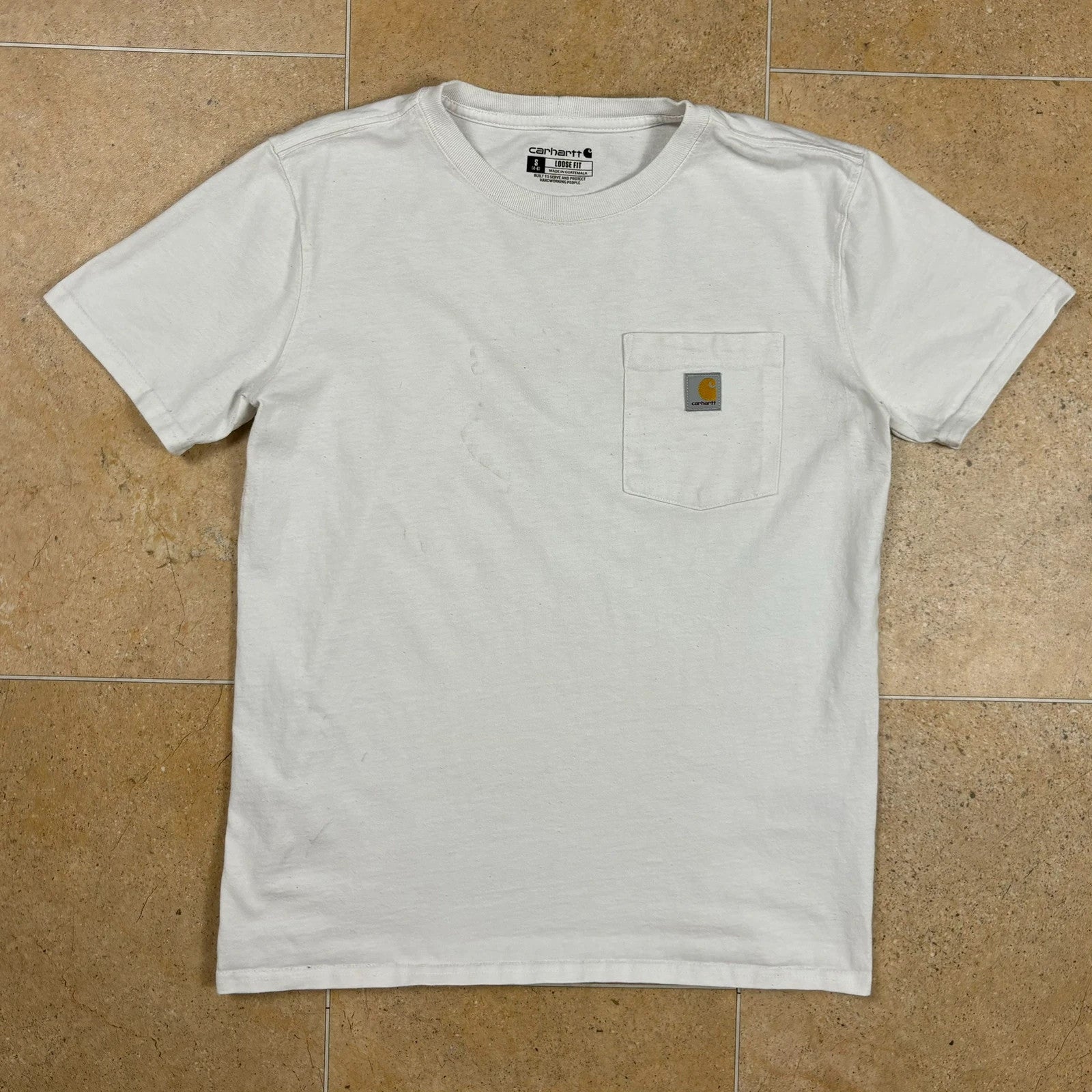 carhartt short sleeve logo graphic relaxed loose fit white t-shirt Raw Retro.