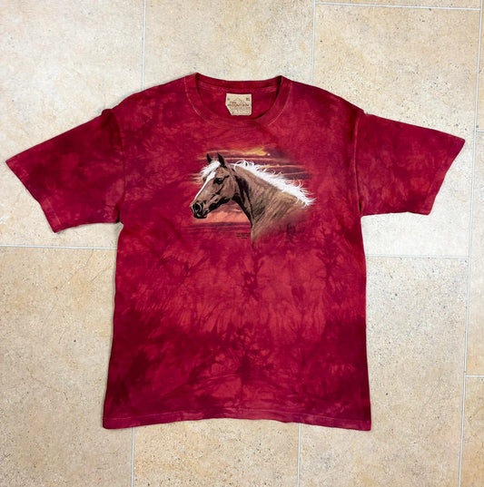 90s vintage the mountain red tie dye horse t-shirt Raw Retro.