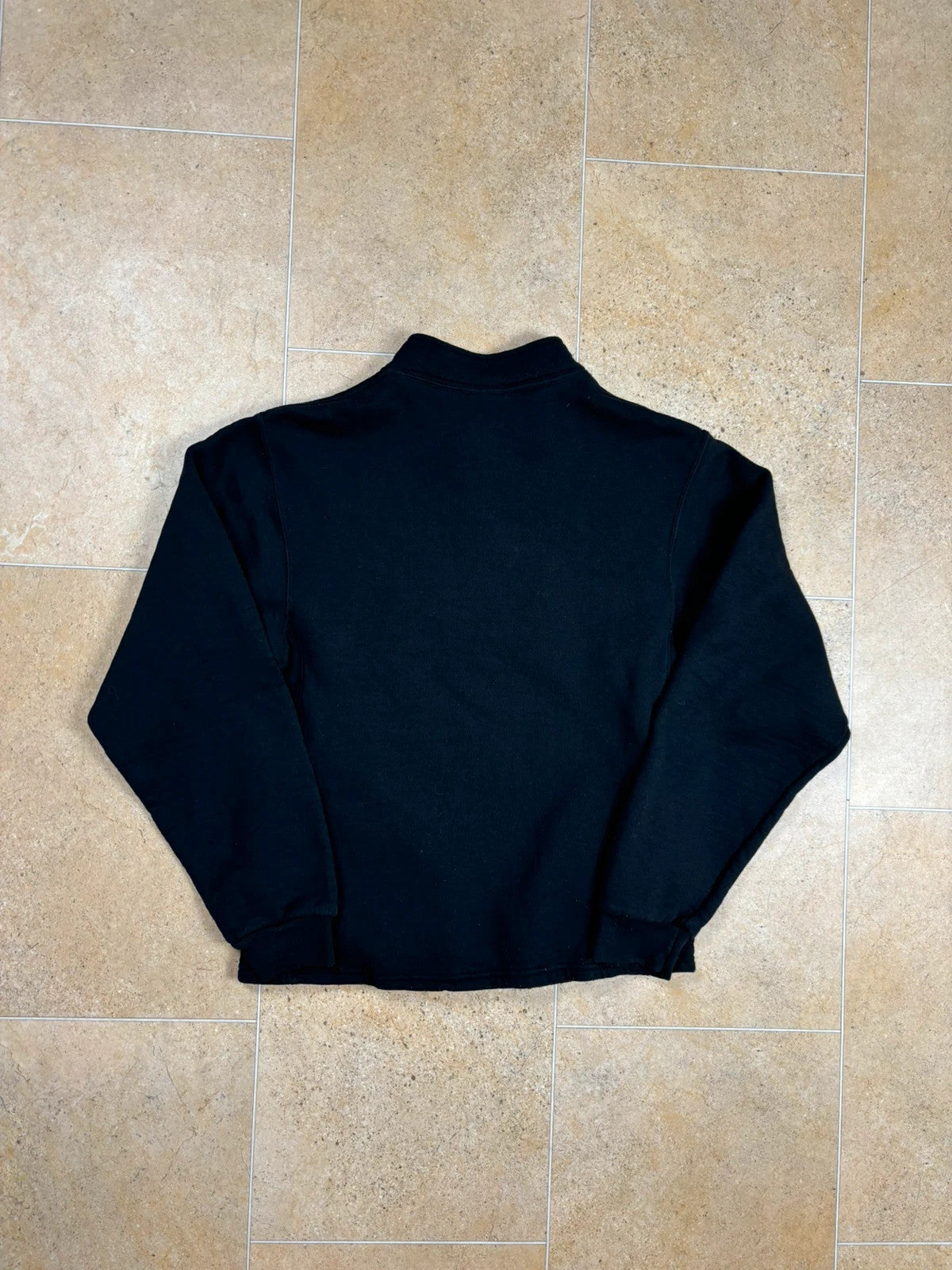 russell athletic HACC quarter zip USA boxy sweatshirt jumper black w/ pockets S Raw Retro.