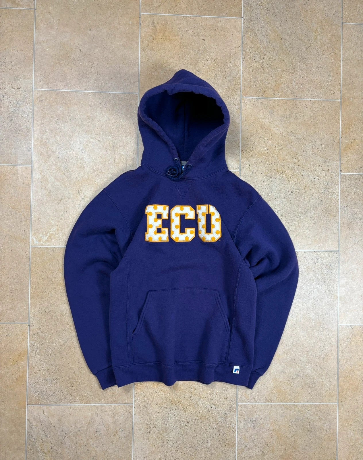 russell athletic east carolina university UCU USA boxy pullover hoodie purple M Raw Retro.