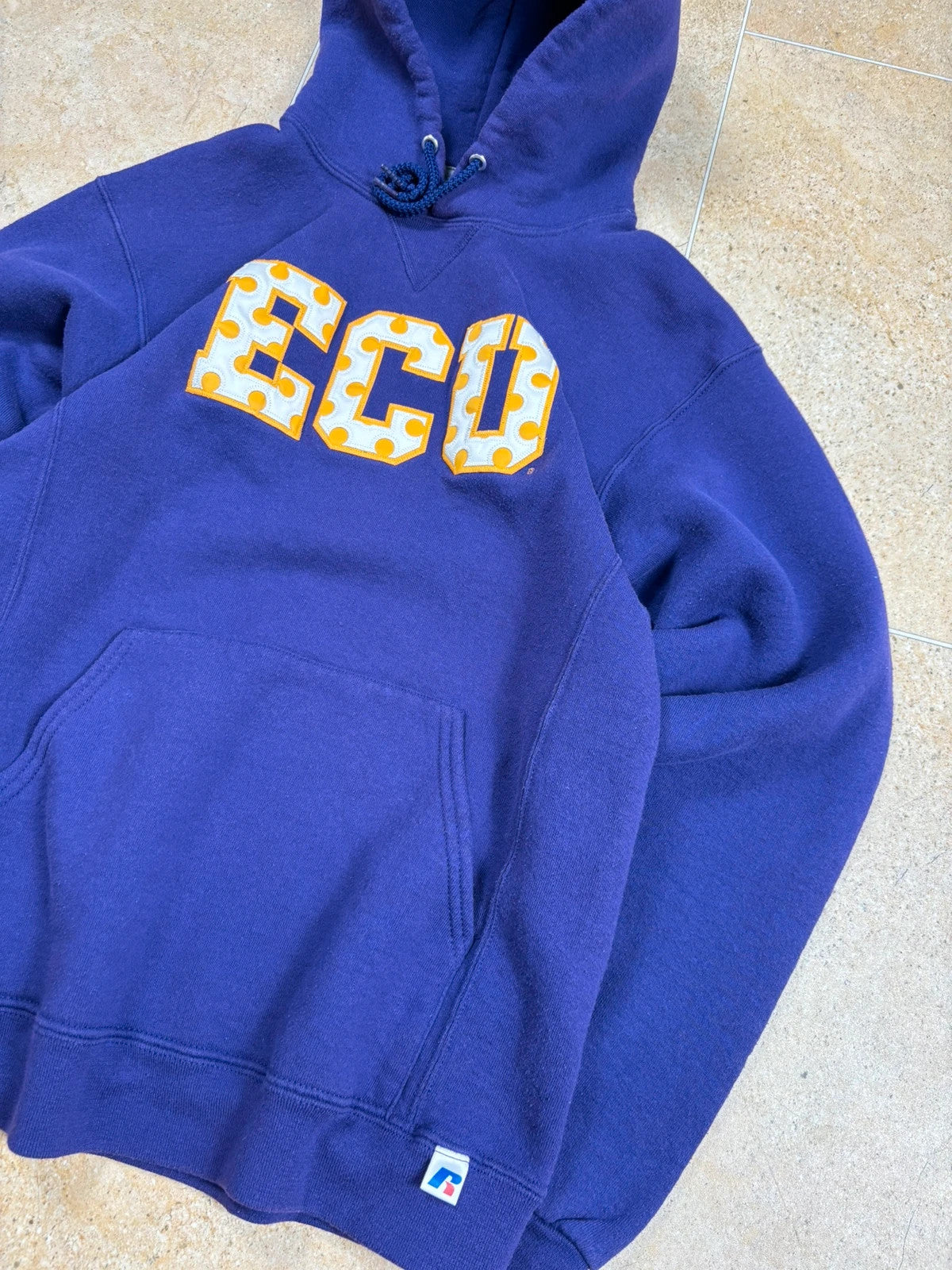 russell athletic east carolina university UCU USA boxy pullover hoodie purple M Raw Retro.