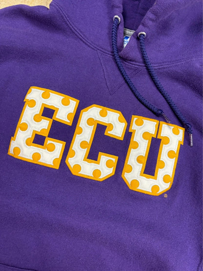 russell athletic east carolina university UCU USA boxy pullover hoodie purple M Raw Retro.