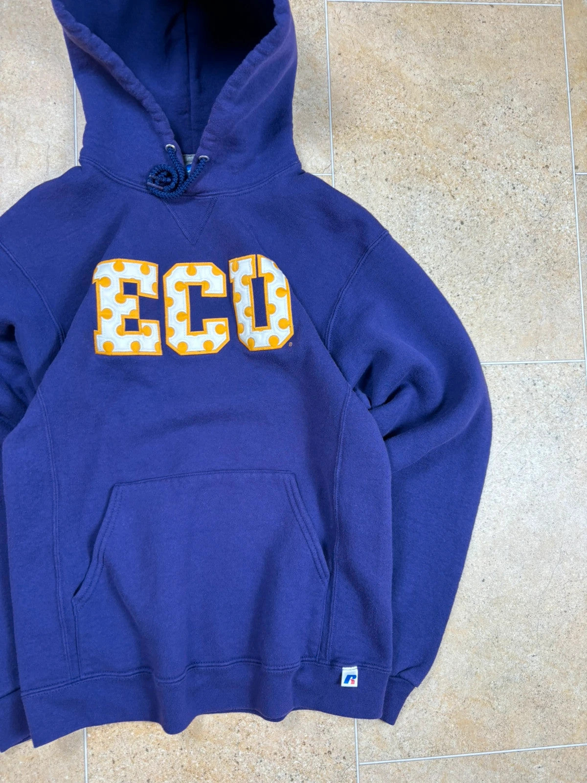 russell athletic east carolina university UCU USA boxy pullover hoodie purple M Raw Retro.