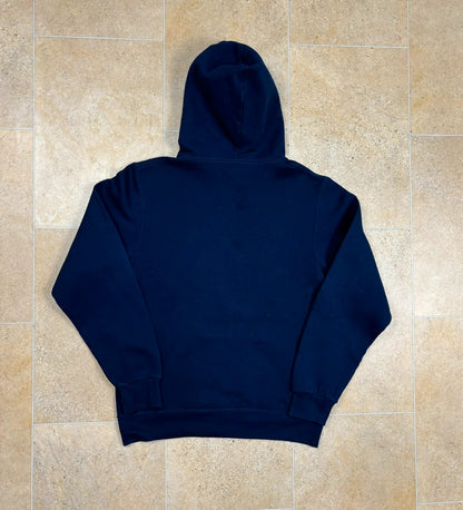 russell athletic pullover american college seniors with arm graphic USA boxy hoodie navy M Raw Retro.