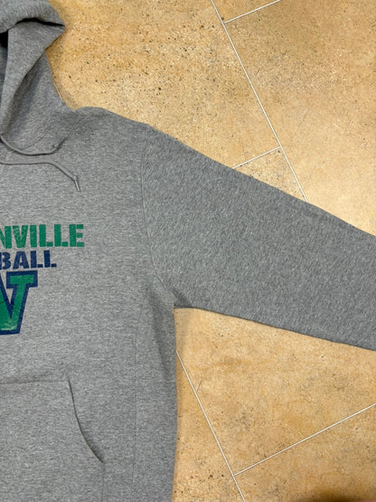 russell athletic pullover USA woodinville baseball boxy hoodie grey L Raw Retro.