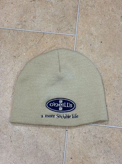 o'neill x jameson whiskey 'a more sociable life' beige tan embroidered beanie one size Raw Retro.