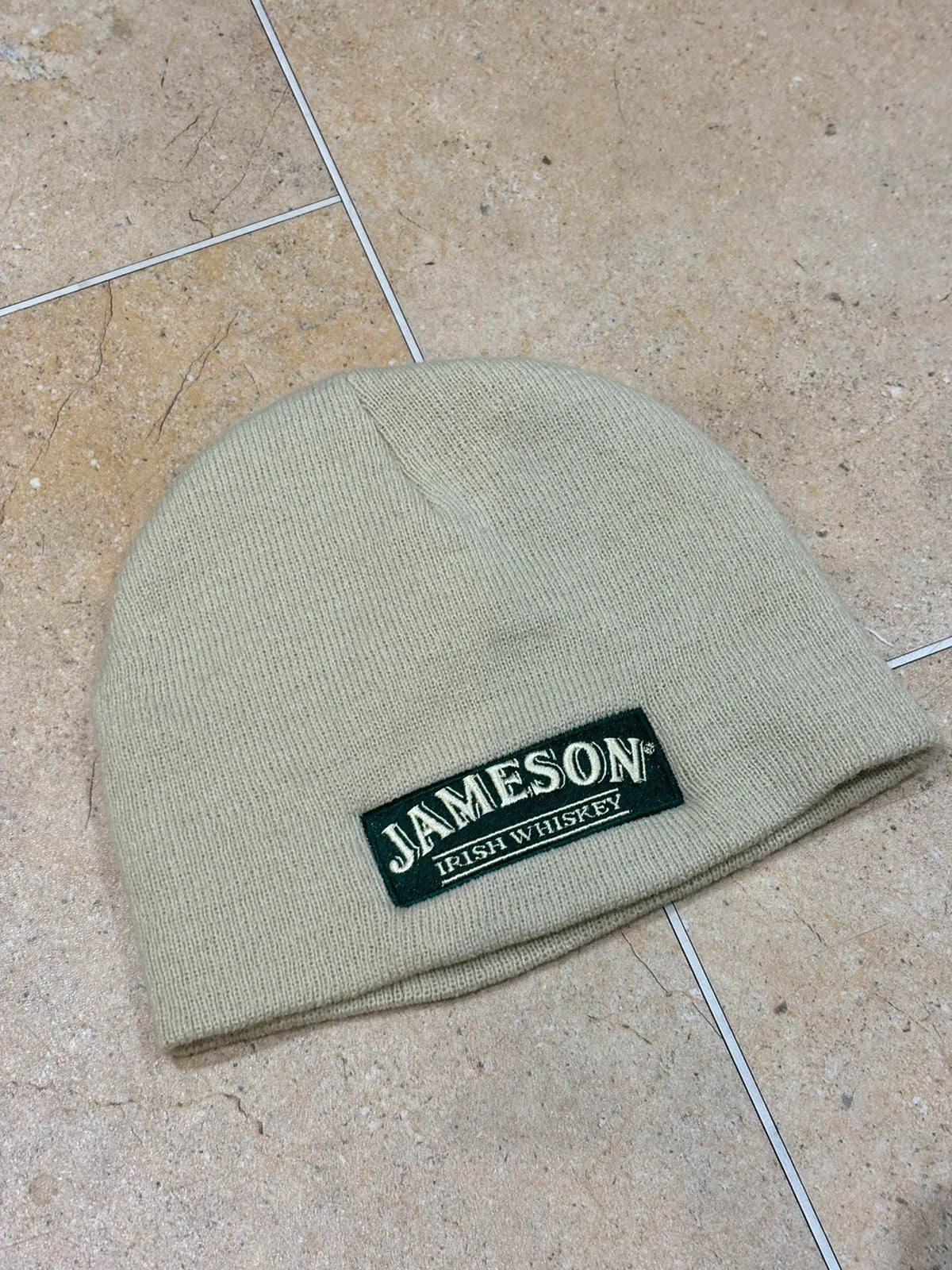 o'neill x jameson whiskey 'a more sociable life' beige tan embroidered beanie one size Raw Retro.