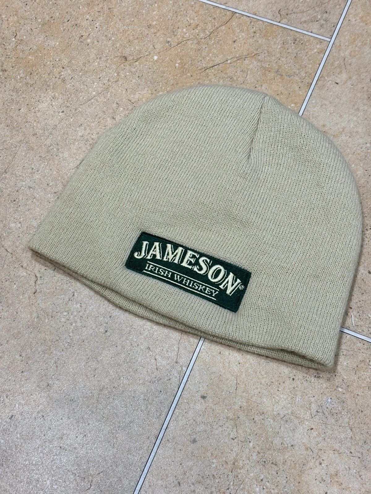 o'neill x jameson whiskey 'a more sociable life' beige tan embroidered beanie one size Raw Retro.