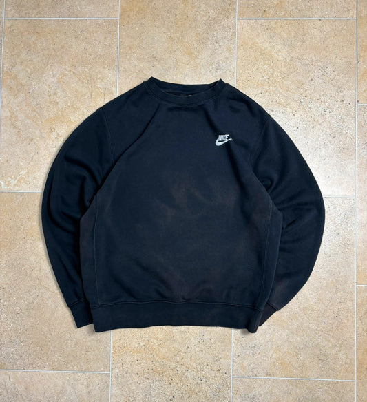 00s y2k vintage nike black club crewneck pullover sweatshirt jumper S Raw Retro.