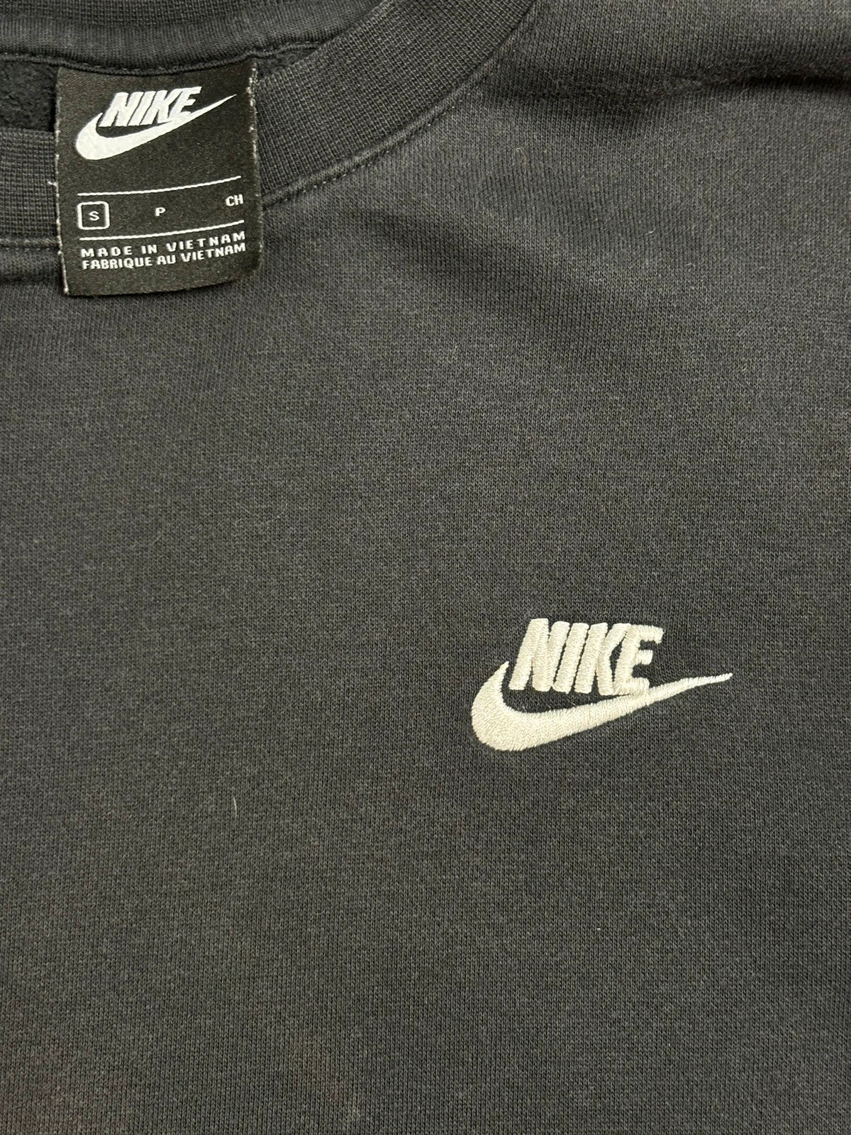 00s y2k vintage nike black club crewneck pullover sweatshirt jumper S Raw Retro.