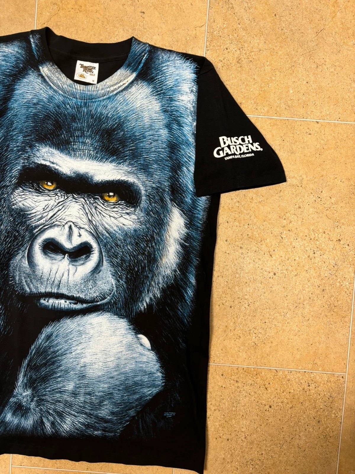 90s busch gardens gorilla graphic 'extinction is forever' single - stitch t-shirt - Raw Retro.