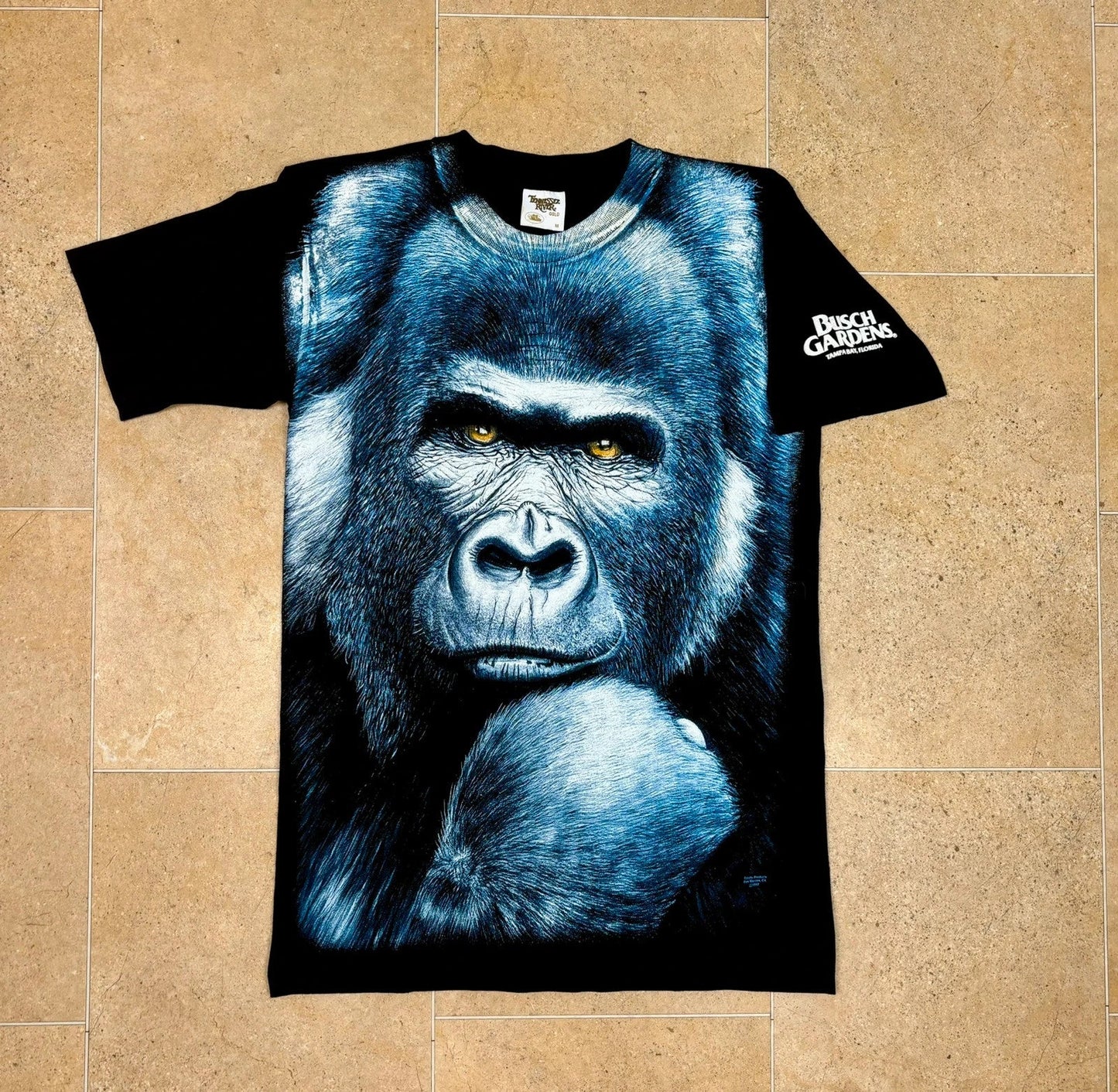 90s busch gardens gorilla graphic 'extinction is forever' single - stitch t-shirt - Raw Retro.