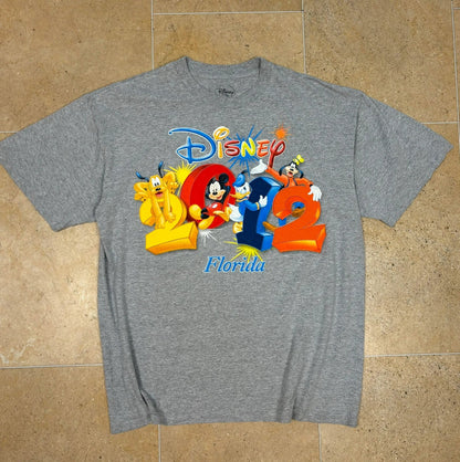 disney florida 2012 with 3d textured print mickey, donald duck, pluto, goofy t-shirt - Raw Retro.