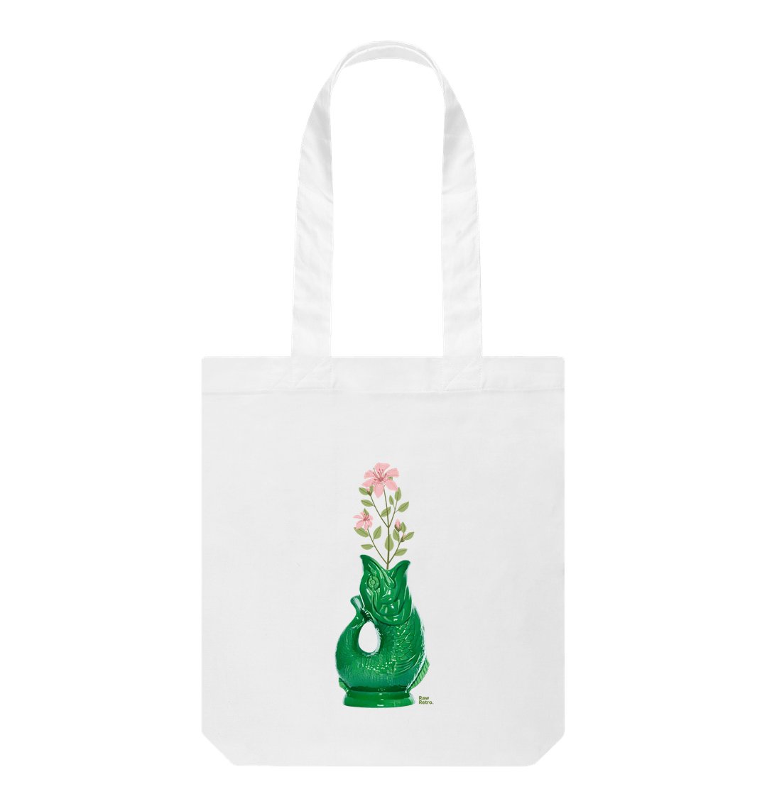 Raw Retro Gluggle Jug Green with Pink Floral Print Tote Bag - Raw Retro.