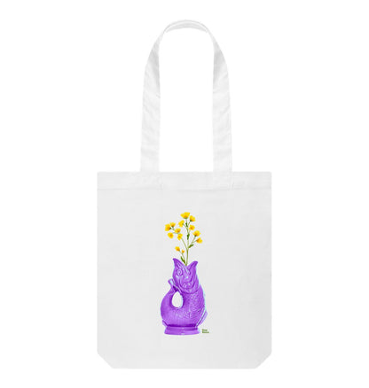 Raw Retro Gluggle Jug Purple with Yellow Floral Print Tote Bag - Raw Retro.