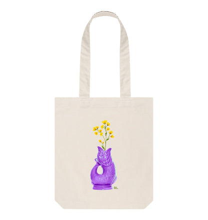 Raw Retro Gluggle Jug Purple with Yellow Floral Print Tote Bag - Raw Retro.