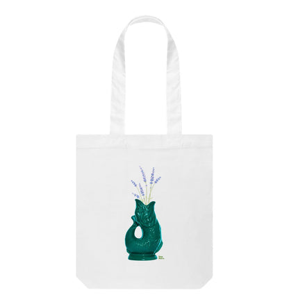 Raw Retro Gluggle Jug Teal with Lavender Floral Print Tote Bag - Raw Retro.