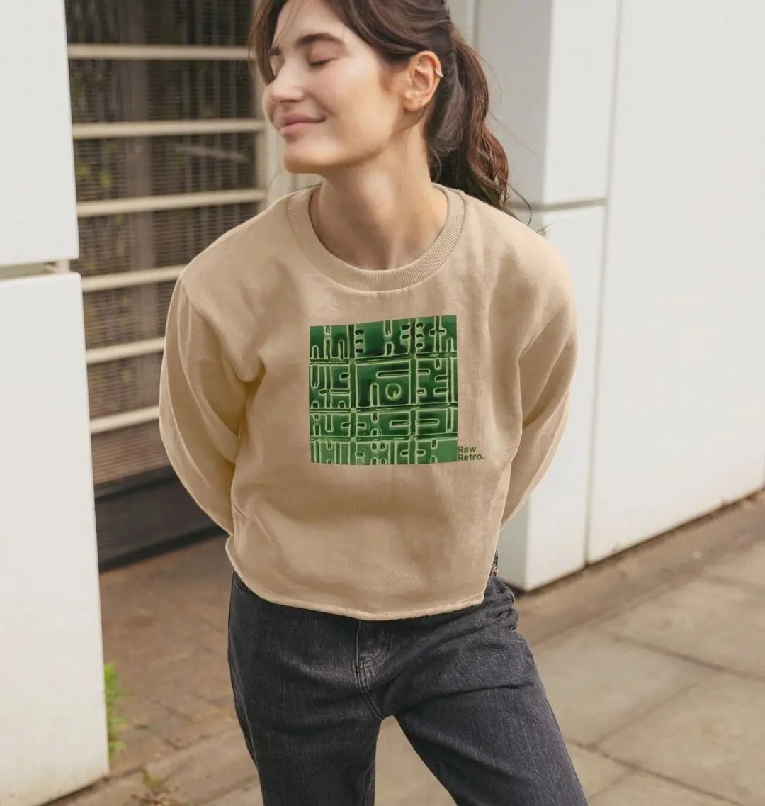 Raw Retro Helios Pottery Abstract Square Cropped Boxy Unisex Jumper - Raw Retro.