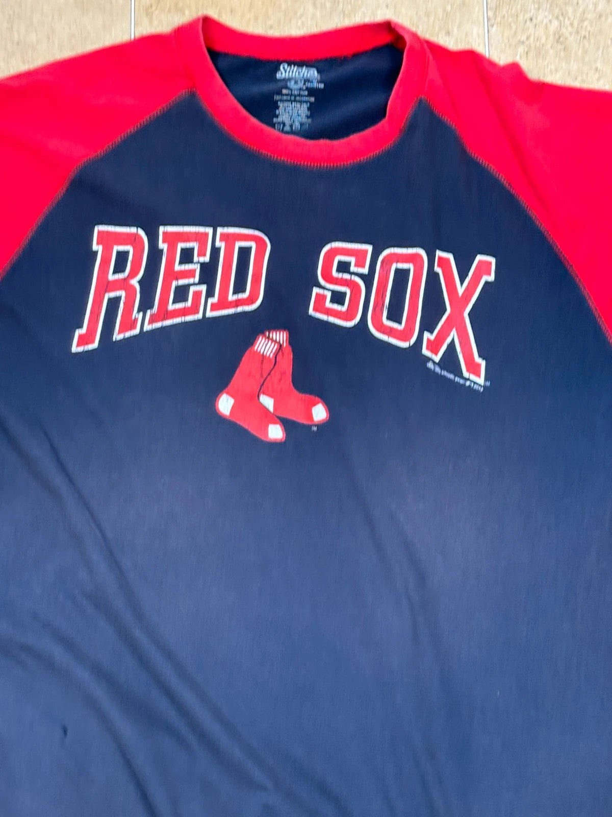 red sox jersey t shirt blue and red - Raw Retro.