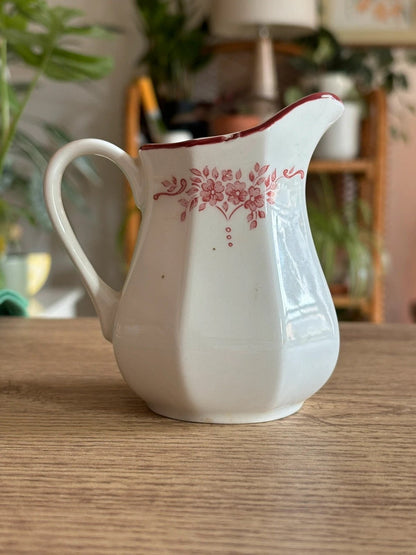 small vintage ceramic milk display jug decanter red design ceramic - Raw Retro.