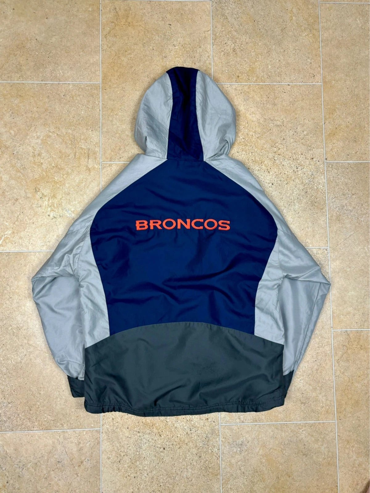 y2k NFL denver broncos fleece lined reebok windbreaker jacket with hood - Raw Retro.